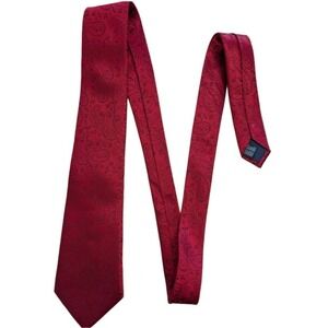 Landisun Of Hi Malaya 100% Silk Red Paisley Pattern Men's Tie